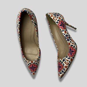 J.CREW Leather Floral Pointed Toe Heels Size 8